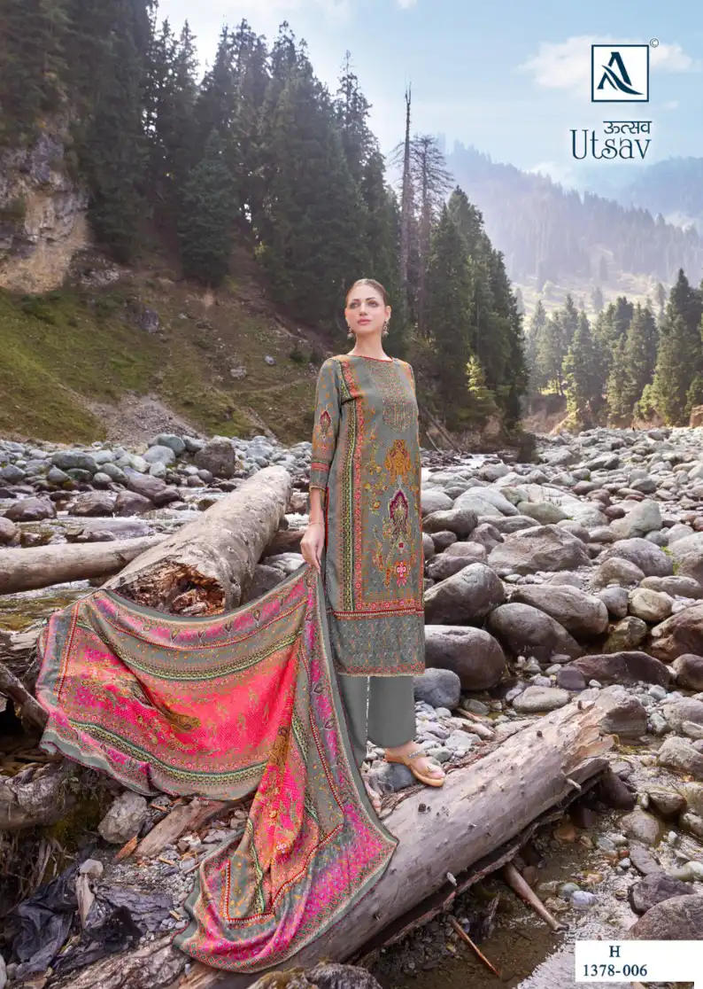 Alok Suits Utsav Pashmina Wholesale Fancy Hand Work Winter Wear Salwar Suit Catalog — Wholesale Salwar Suits, Alok Suit wholesale from Surat — view 2