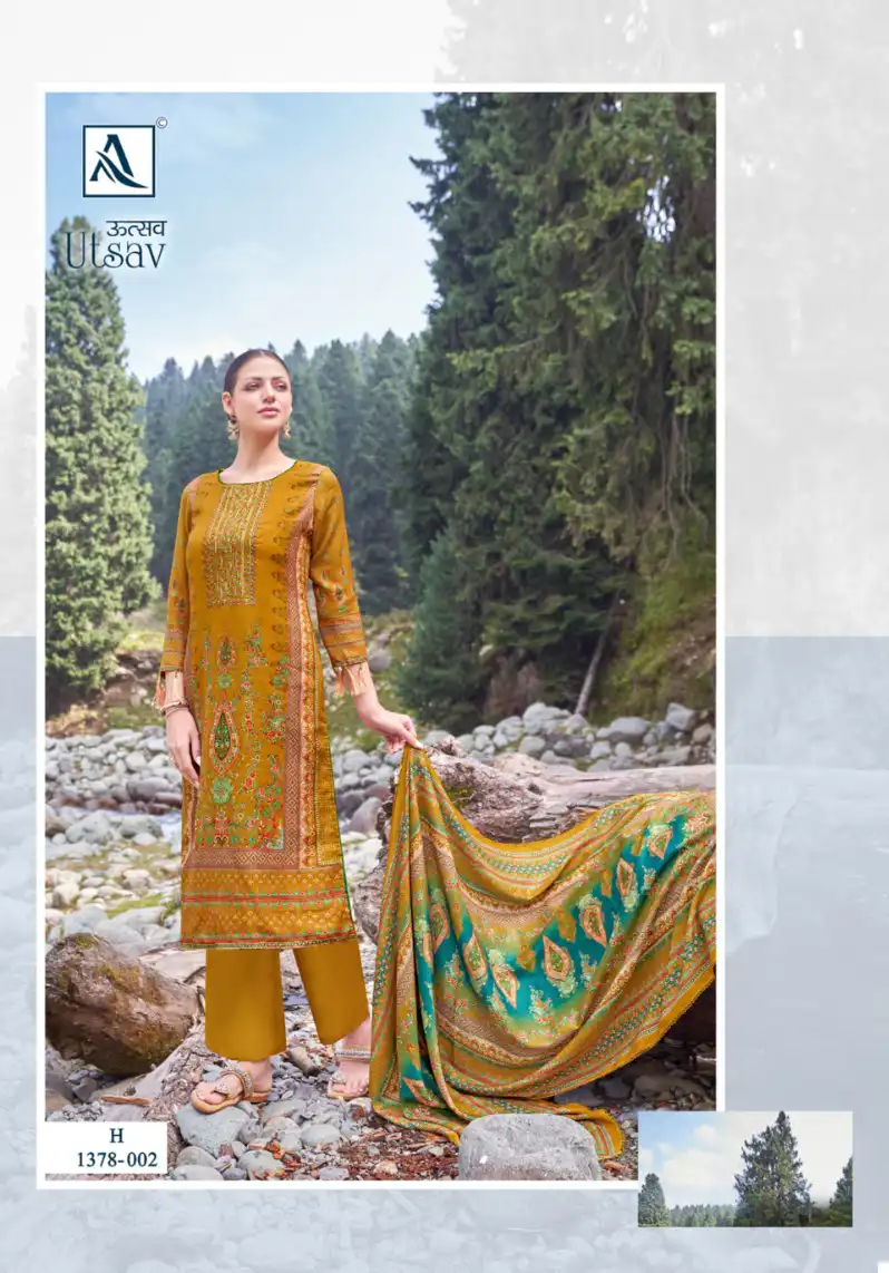 Alok Suits Utsav Pashmina Wholesale Fancy Hand Work Winter Wear Salwar Suit Catalog — Wholesale Salwar Suits, Alok Suit wholesale from Surat — view 3