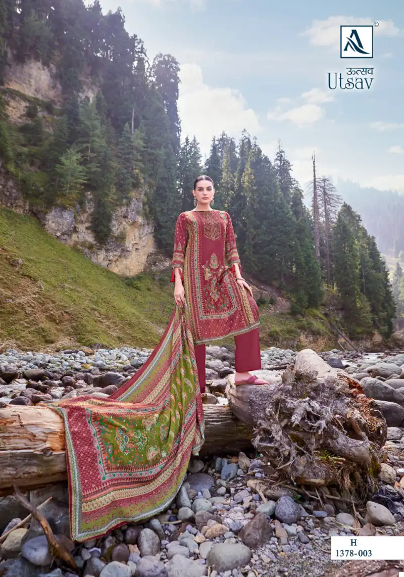 Alok Suits Utsav Pashmina Wholesale Fancy Hand Work Winter Wear Salwar Suit Catalog — Wholesale Salwar Suits, Alok Suit wholesale from Surat — view 4