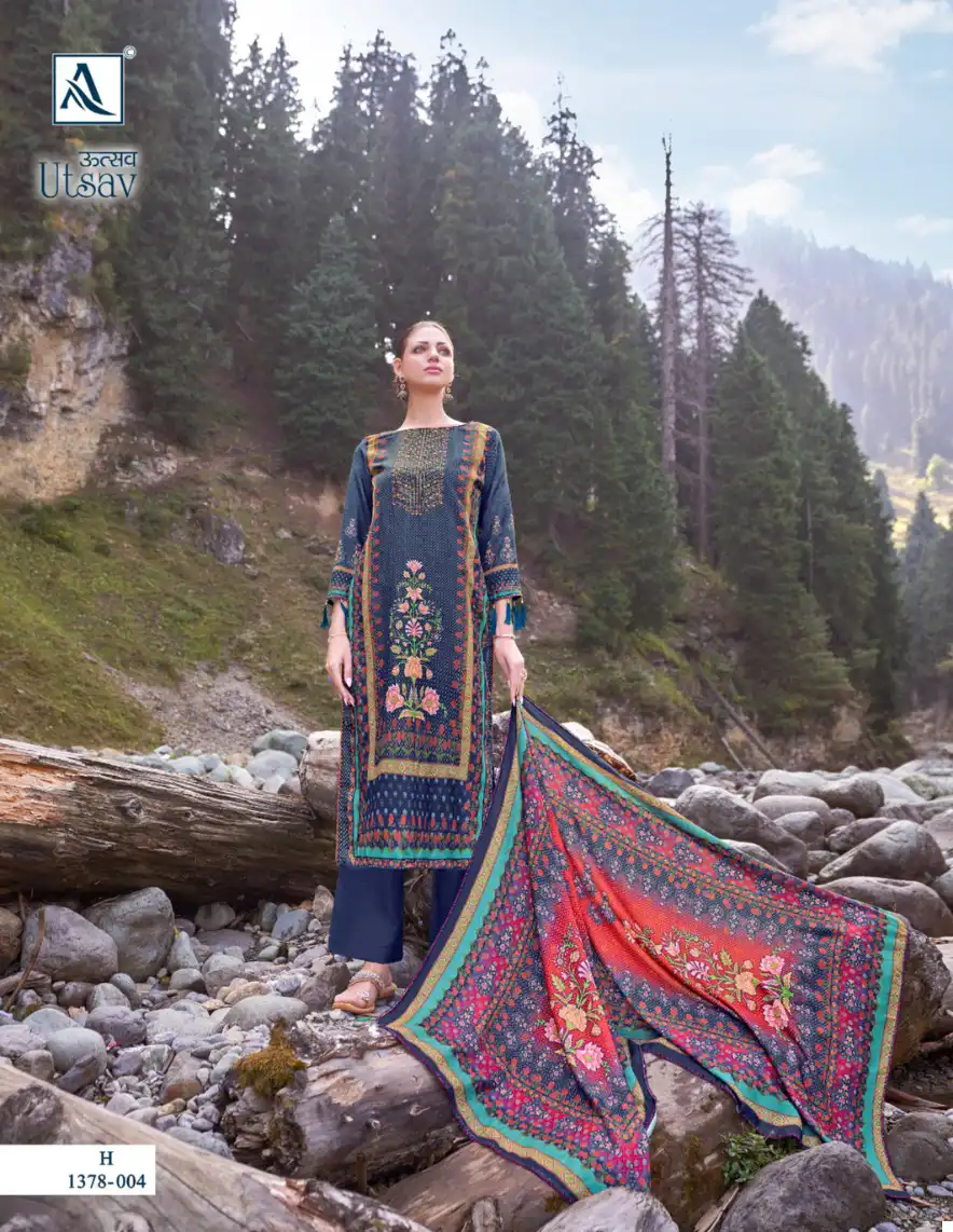 Alok Suits Utsav Pashmina Wholesale Fancy Hand Work Winter Wear Salwar Suit Catalog — Wholesale Salwar Suits, Alok Suit wholesale from Surat — view 5