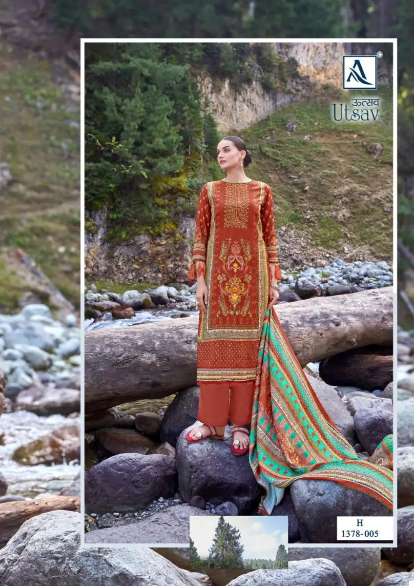 Alok Suits Utsav Pashmina Wholesale Fancy Hand Work Winter Wear Salwar Suit Catalog — Wholesale Salwar Suits, Alok Suit wholesale from Surat — view 6