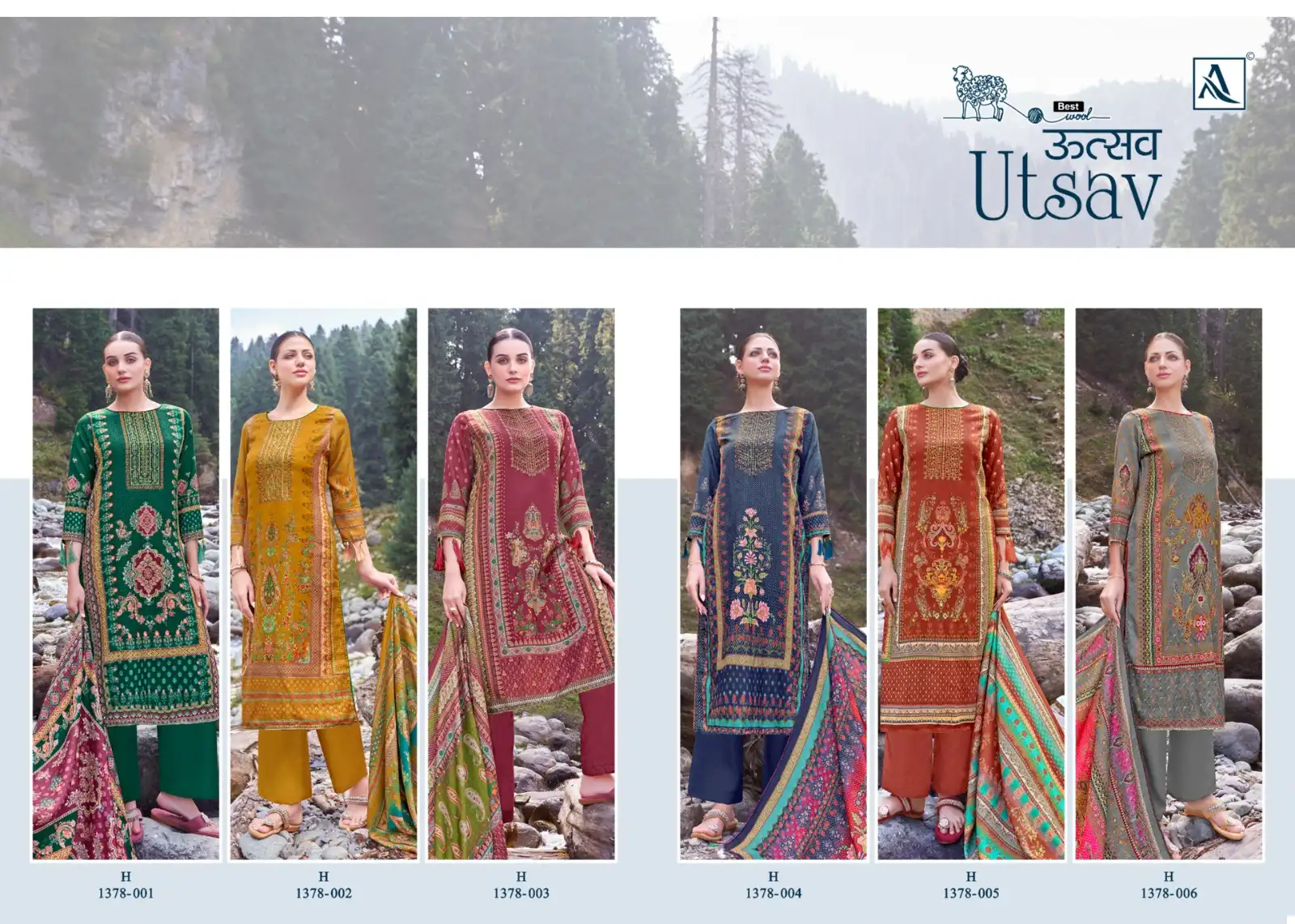 Alok Suits Utsav Pashmina Wholesale Fancy Hand Work Winter Wear Salwar Suit Catalog — Wholesale Salwar Suits, Alok Suit wholesale from Surat — view 7