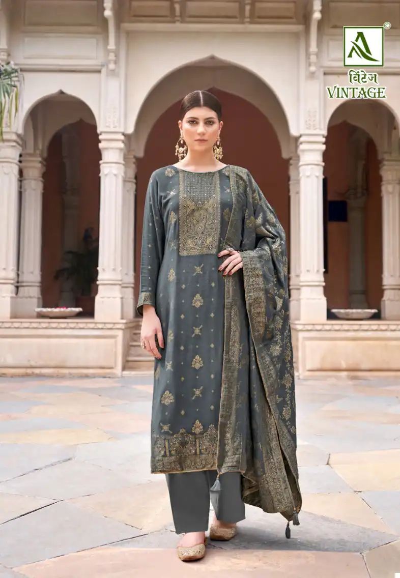 Alok Suits Vintage Pashmina Wholesale Designer Winter Wear Salwar Suit Catalog — Wholesale Salwar Suits, Alok Suit wholesale from Surat - Gallery Image 4