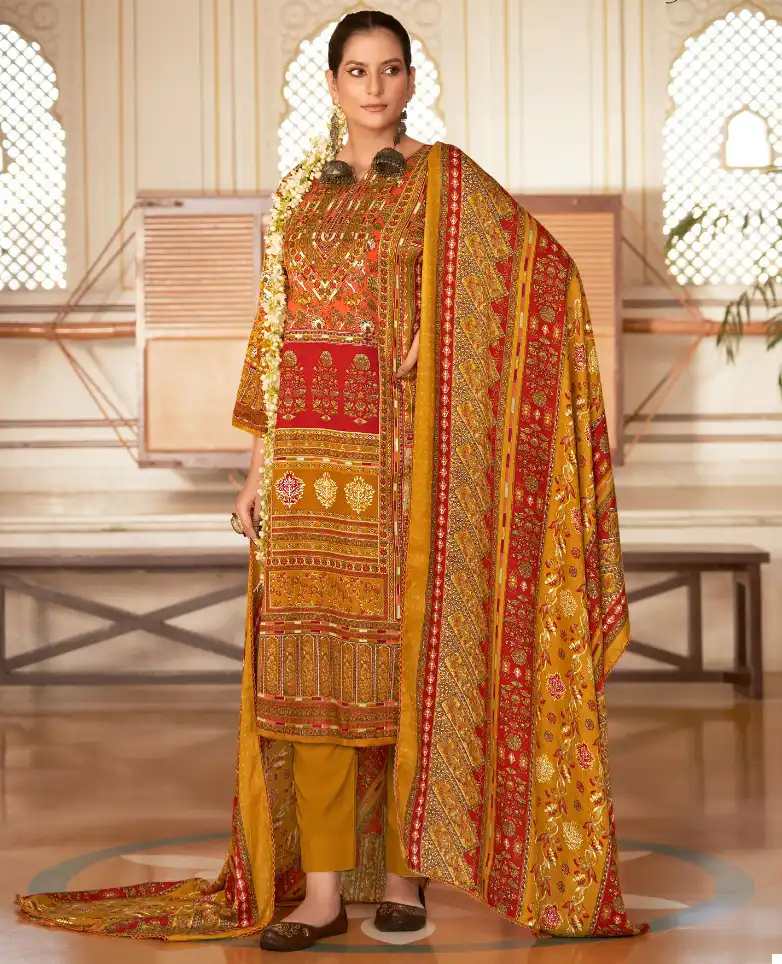 Zulfat Designer Wahida Pashmina Wholesale Fancy Works Winter Salwar Suit Catalog — Wholesale Salwar Suits, MPA wholesale from Surat — view 1