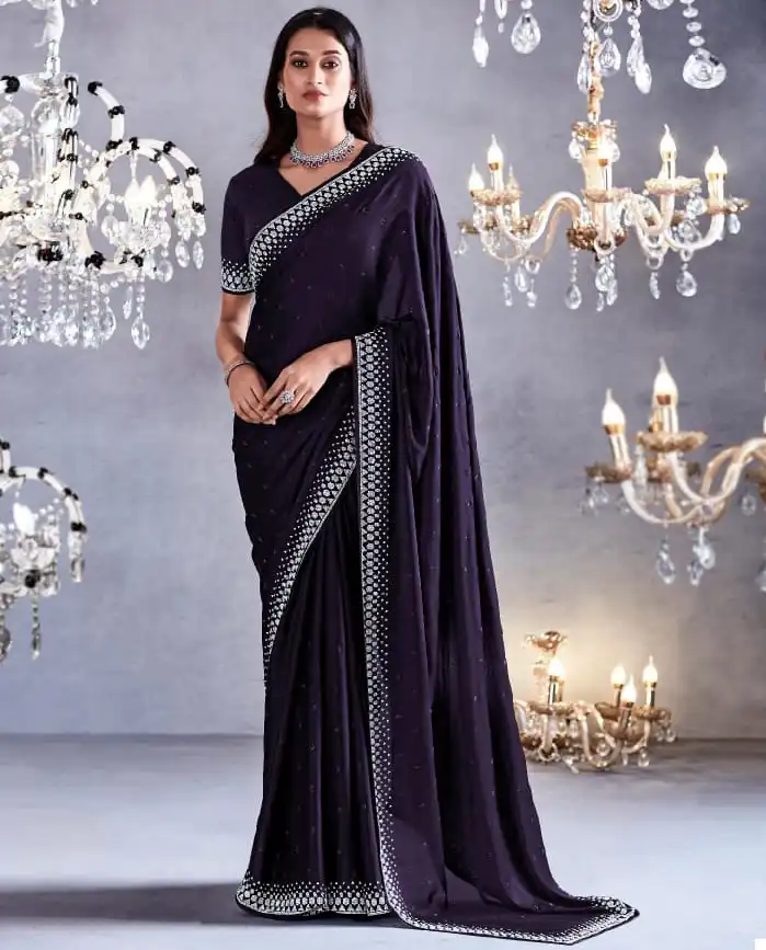 Kimora Zarkan Pure Satin Viscose Wholesale Fancy Sarees Catalog — Wholesale Sarees, MPA wholesale from Surat — view 1