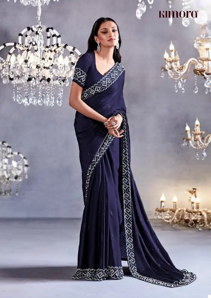 Kimora Zarkan Pure Satin Viscose Wholesale Fancy Sarees Catalog — Wholesale Sarees, MPA wholesale from Surat - Gallery Image 5