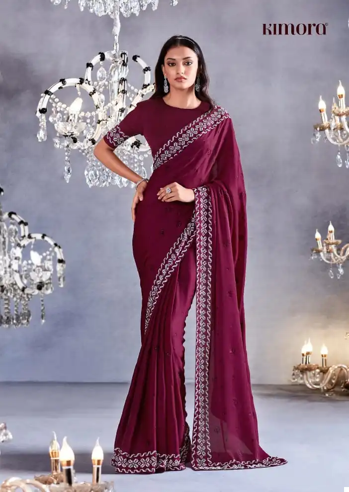 Kimora Zarkan Pure Satin Viscose Wholesale Fancy Sarees Catalog — Wholesale Sarees, MPA wholesale from Surat - Gallery Image 7