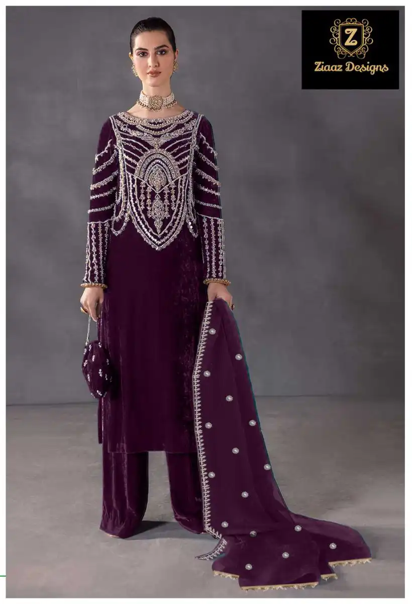 Ziaaz 370 Velvet Wholesale Pakistani Suit — Wholesale Salwar Suits, MPA wholesale from Surat - Gallery Image 2