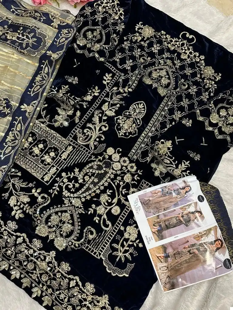 Mehboob Tex D No 1223 9000 Velvet Wholesale Pakistani Salwar Suit - Image 2