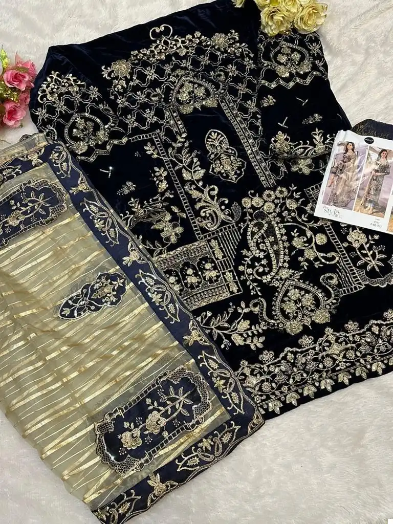 Mehboob Tex D No 1223 9000 Velvet Wholesale Pakistani Salwar Suit - Image 3