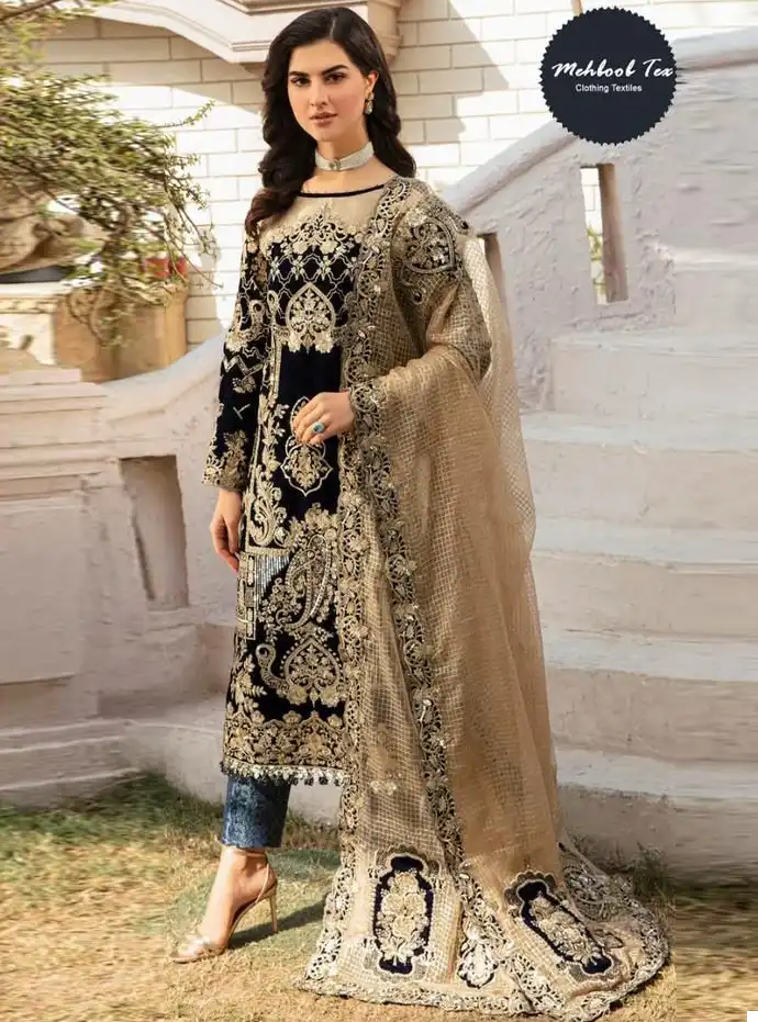 Mehboob Tex D No 1223 9000 Velvet Wholesale Pakistani Salwar Suit