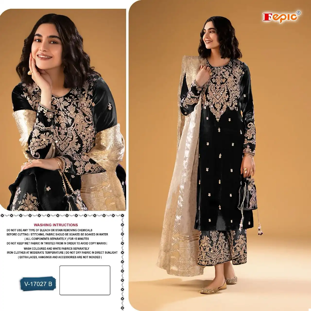 Fepic 17027 Velvet Wholesale Winter Wear Suit Catalog — Wholesale Salwar Suits, MPA wholesale from Surat - Gallery Image 3