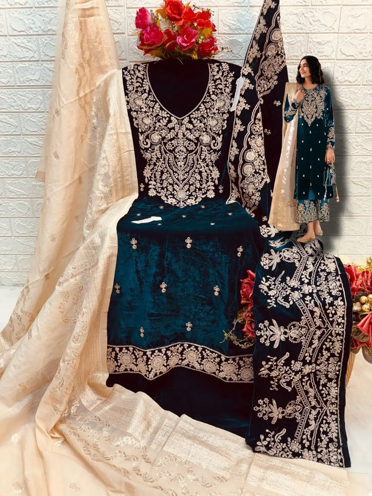 Fepic 17027 Velvet Wholesale Winter Wear Suit Catalog — Wholesale Salwar Suits, MPA wholesale from Surat - Gallery Image 5