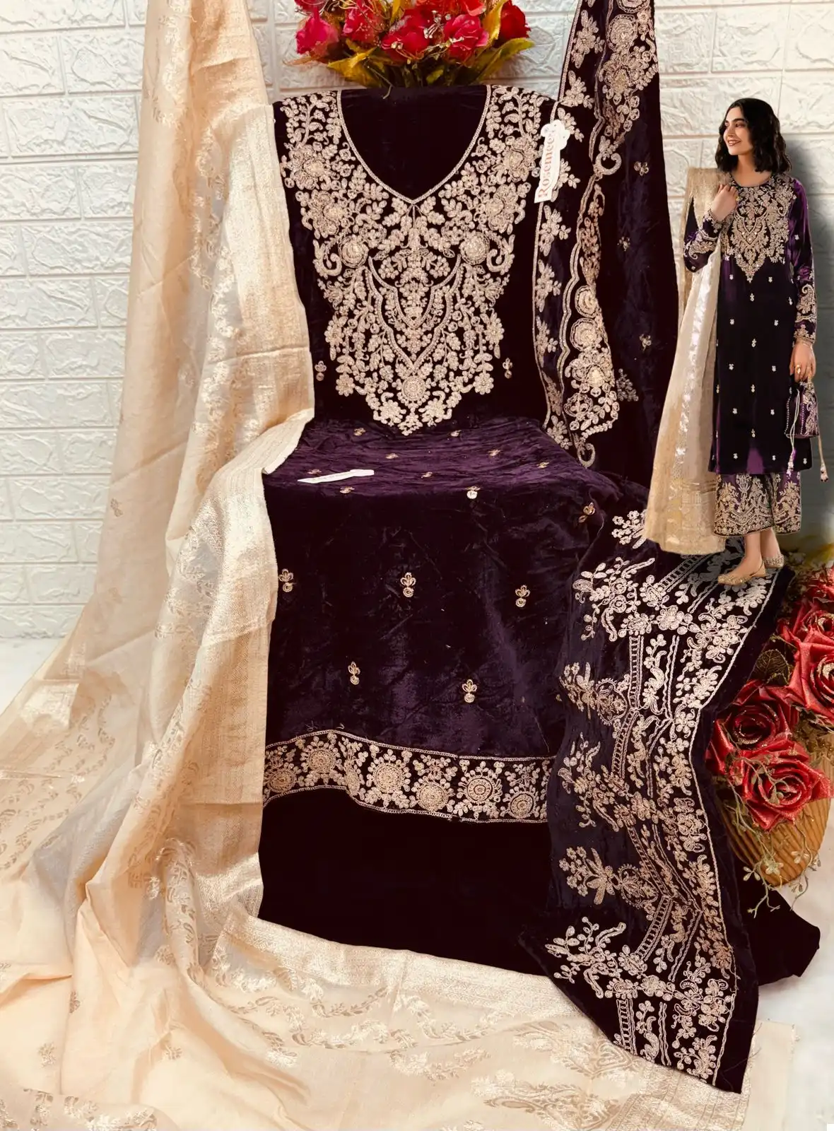 Fepic 17027 Velvet Wholesale Winter Wear Suit Catalog — Wholesale Salwar Suits, MPA wholesale from Surat - Gallery Image 6