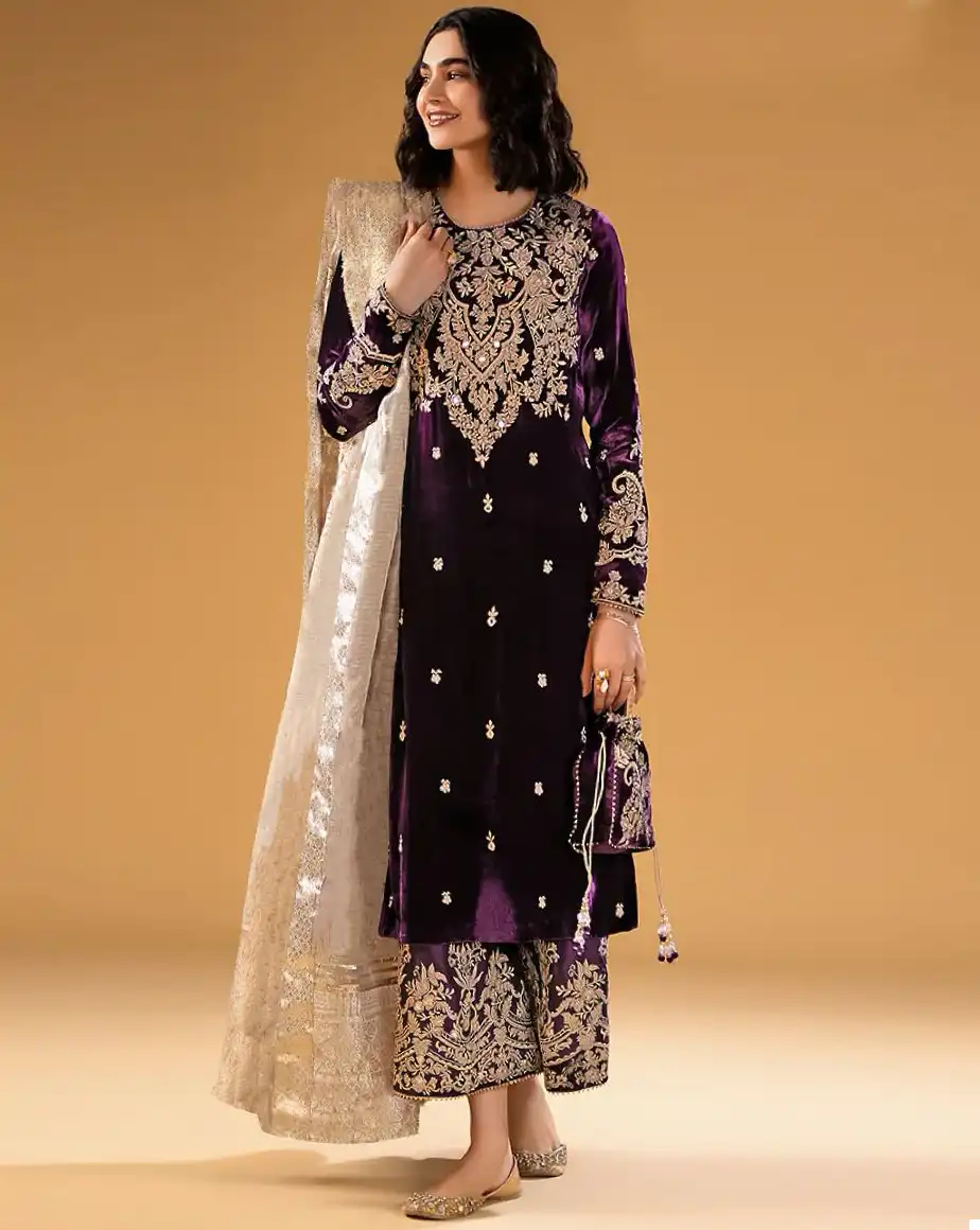Fepic 17027 Velvet Wholesale Winter Wear Suit Catalog — Wholesale Salwar Suits, MPA wholesale from Surat — view 1