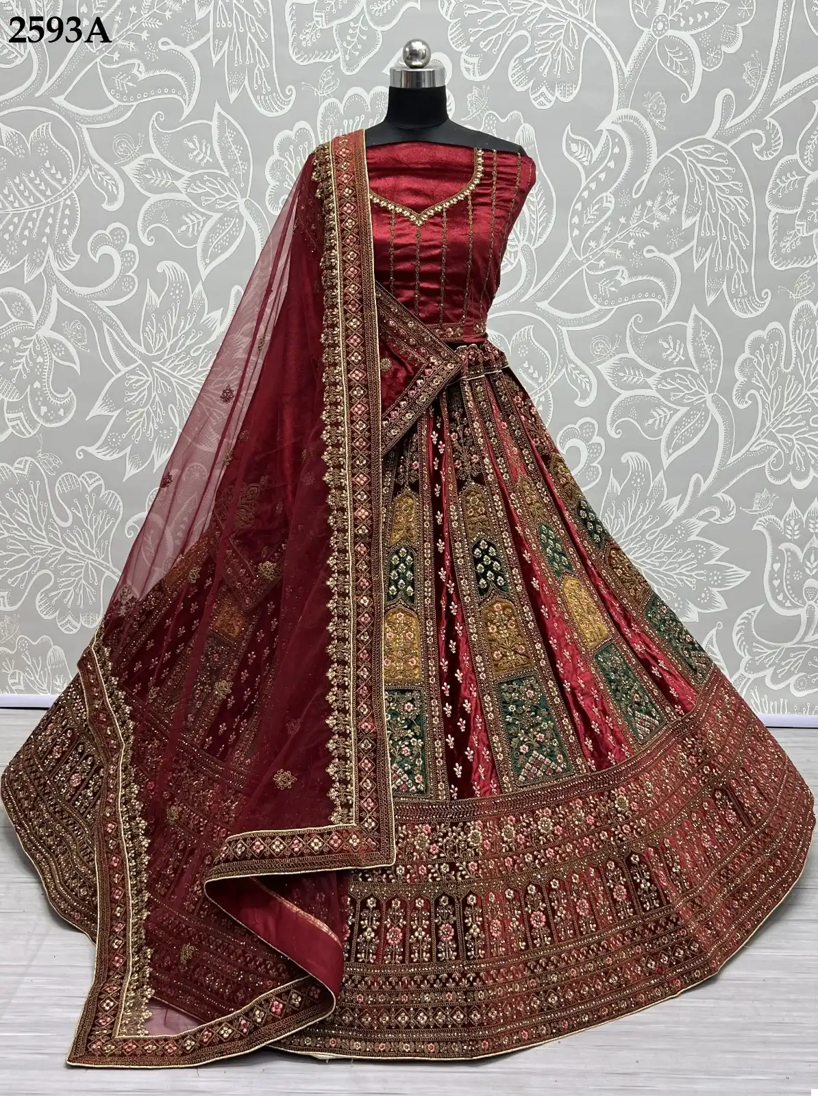 Anjani Art 2593 Velvet Wholesale Bridal Lehenga Catalog — Wholesale Lehenga, MPA wholesale from Surat - Gallery Image 7
