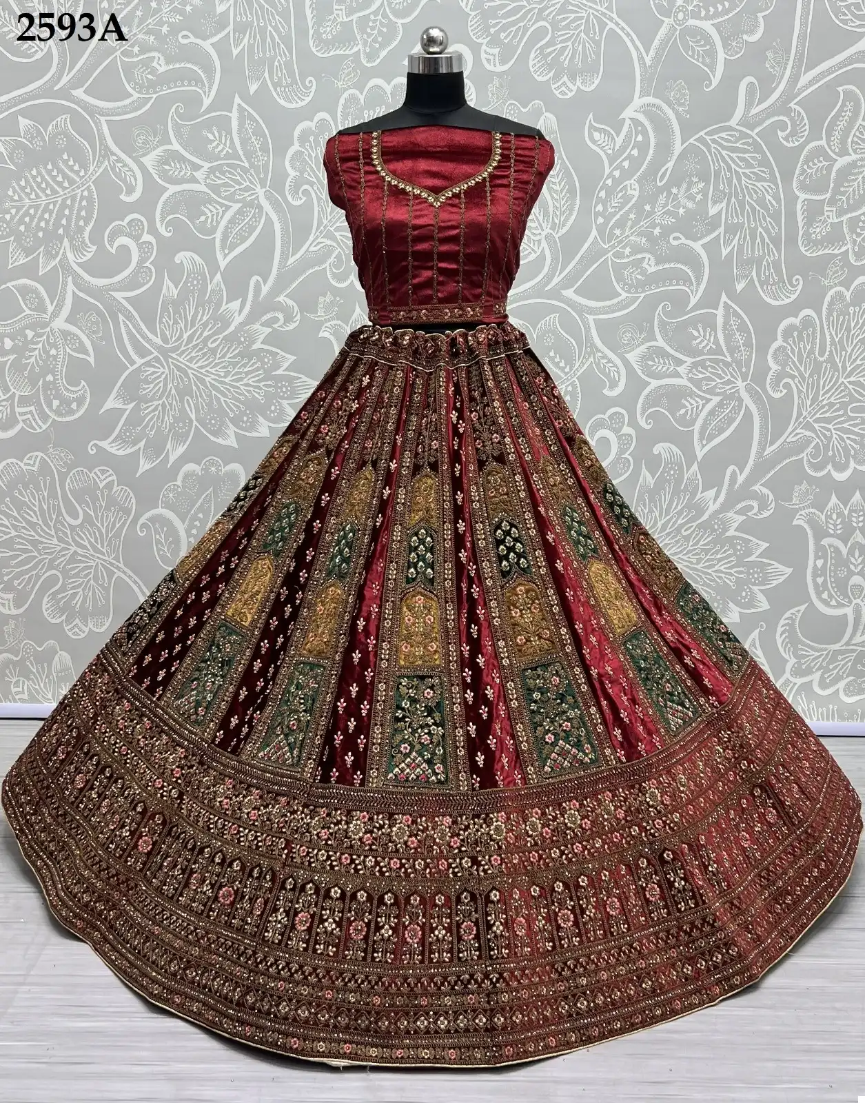 Anjani Art 2593 Velvet Wholesale Bridal Lehenga Catalog — Wholesale Lehenga, MPA wholesale from Surat - Gallery Image 9