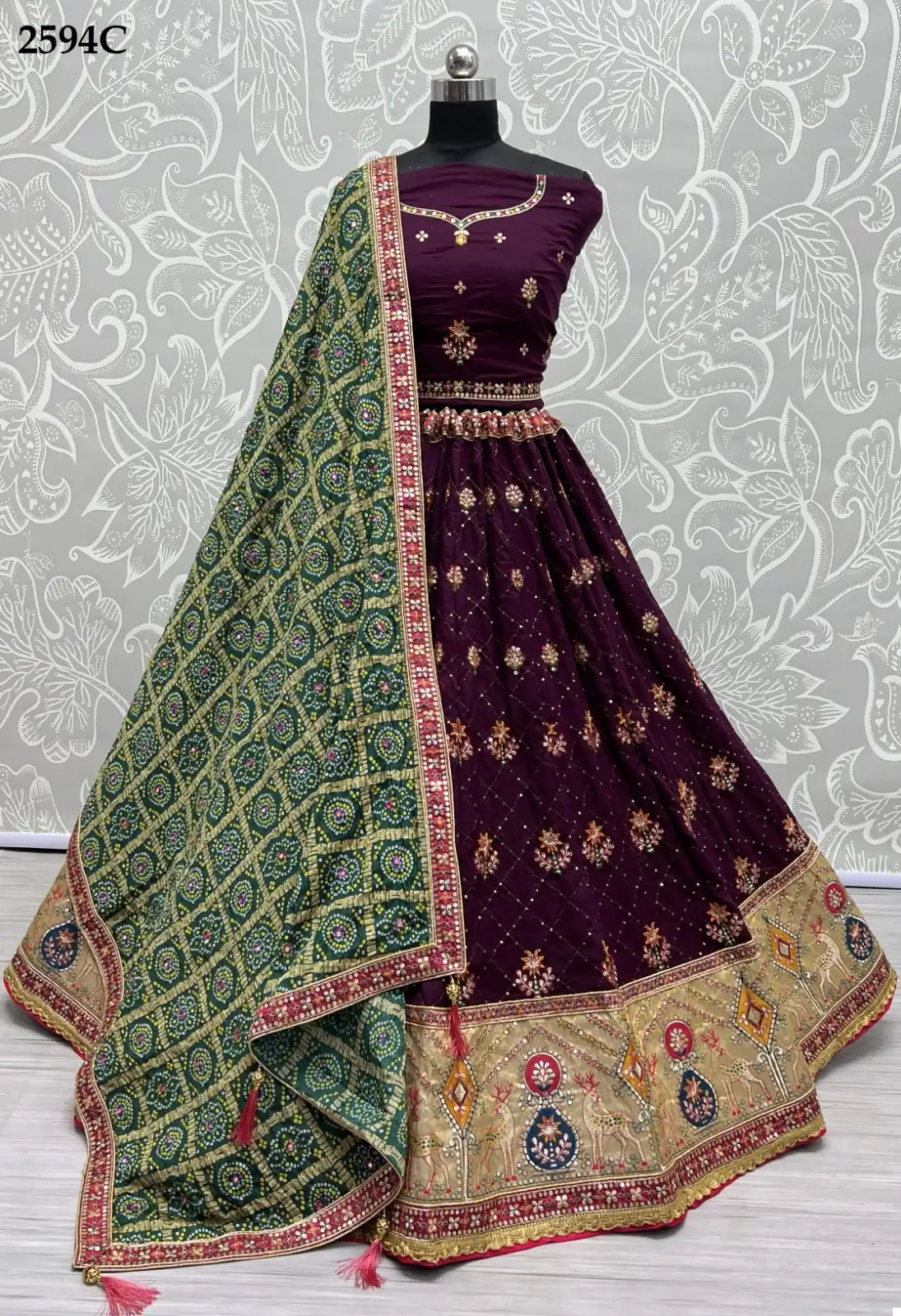 Anjani Art 2594 Gadhawal Silk Wholesale Designer Lehenga Catalog — Wholesale Lehenga, MPA wholesale from Surat - Gallery Image 9