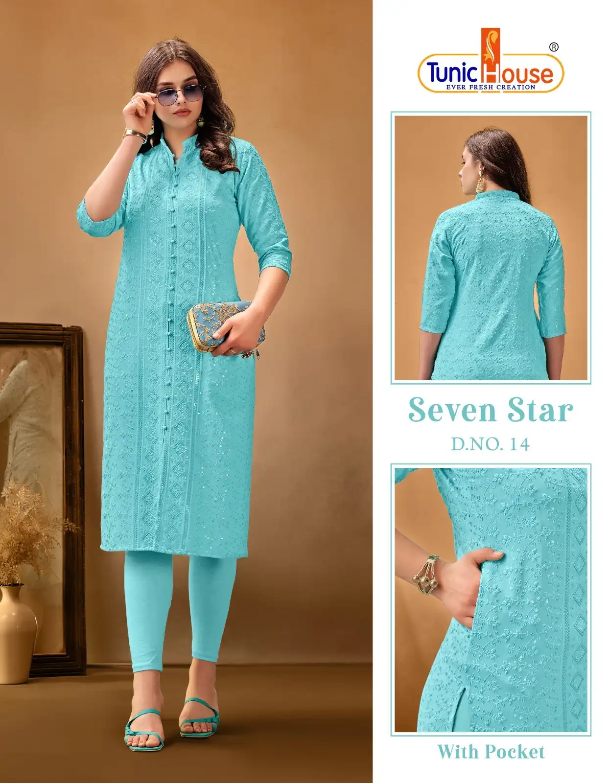 Tunic House 7-Star Viscose Sequins Rayon Wholesale Kurti Catalog — Wholesale Kurtis, MPA wholesale from Surat - Gallery Image 10