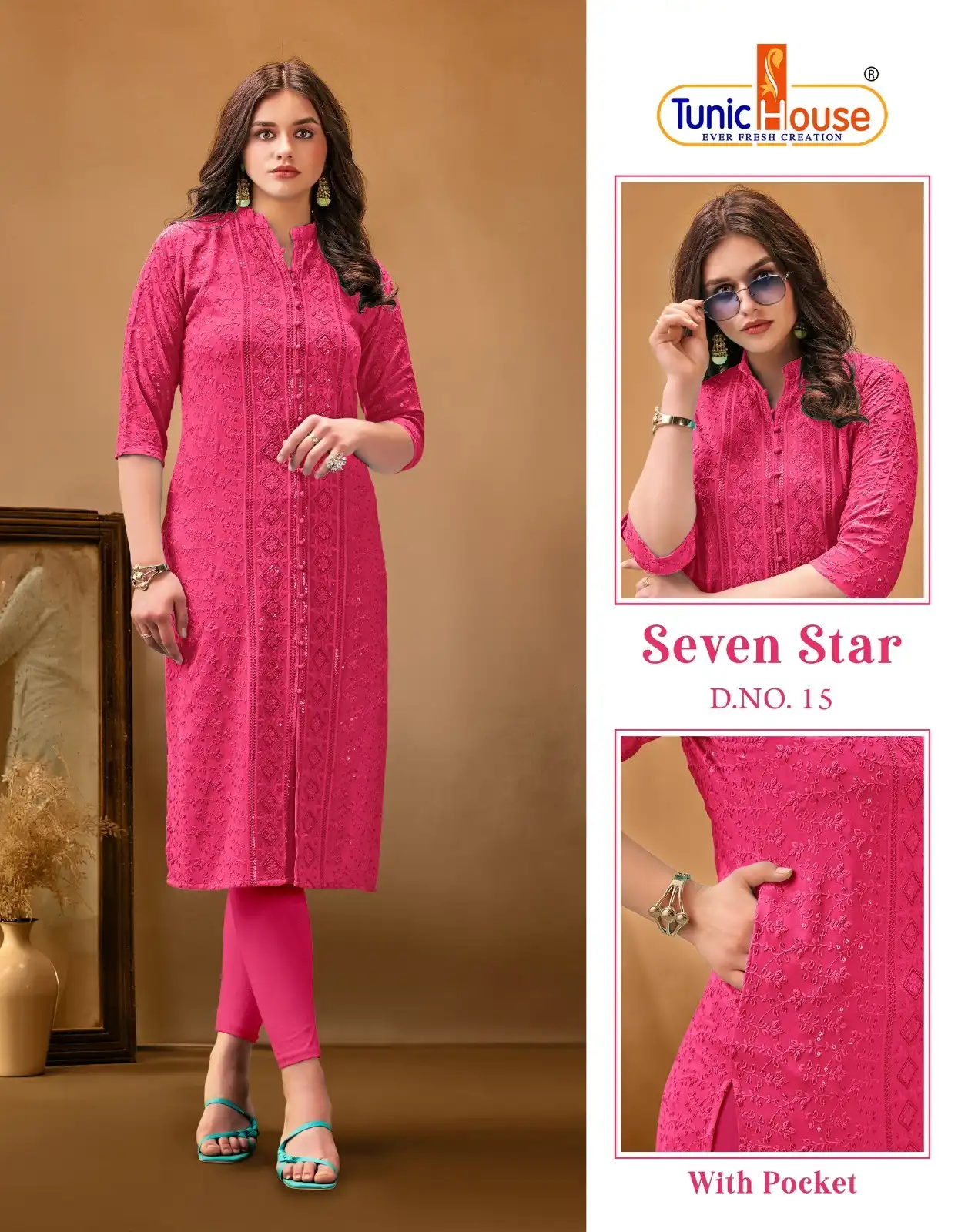 Tunic House 7-Star Viscose Sequins Rayon Wholesale Kurti Catalog — Wholesale Kurtis, MPA wholesale from Surat - Gallery Image 11