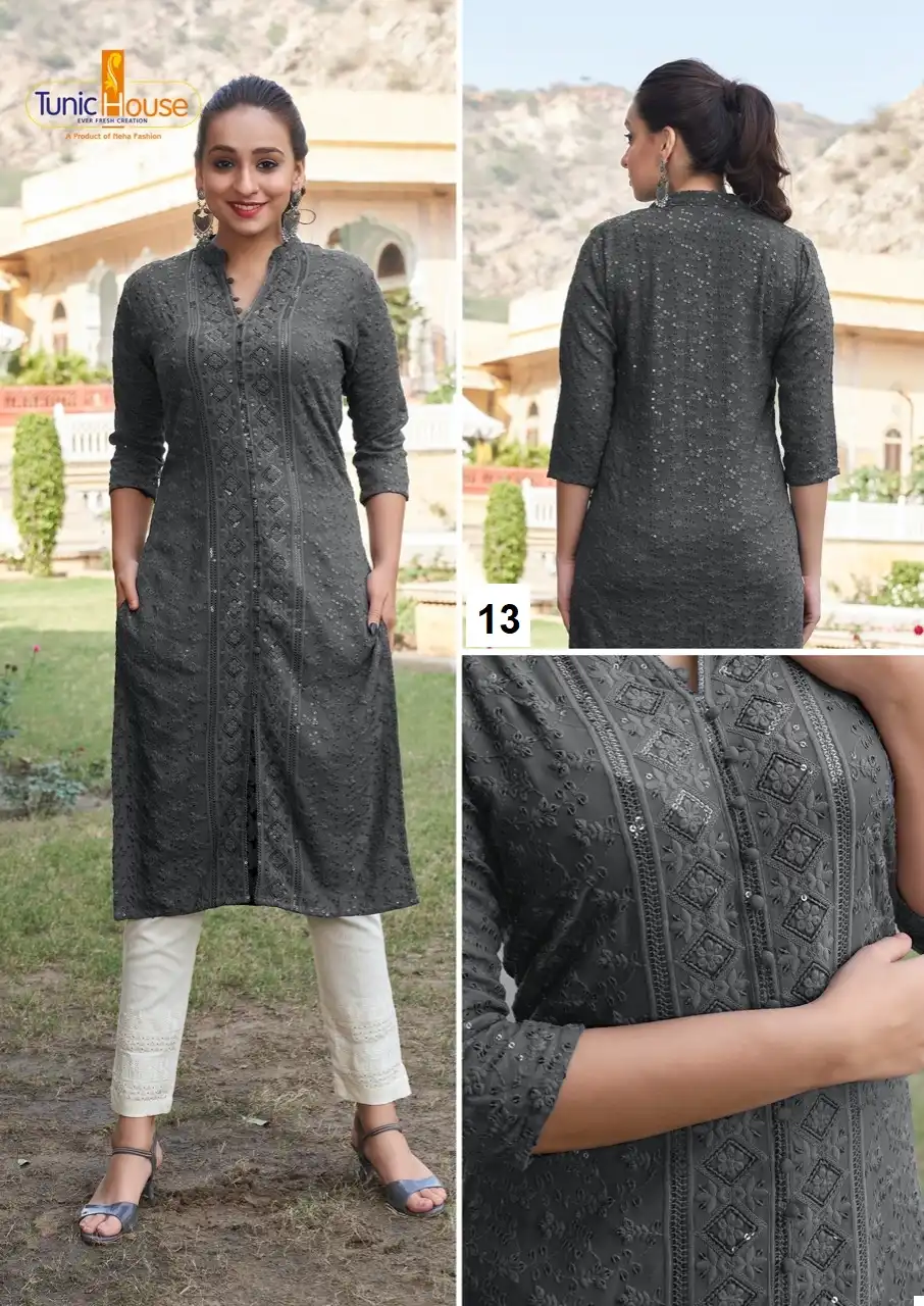 Tunic House 7-Star Viscose Sequins Rayon Wholesale Kurti Catalog — Wholesale Kurtis, MPA wholesale from Surat - Gallery Image 12