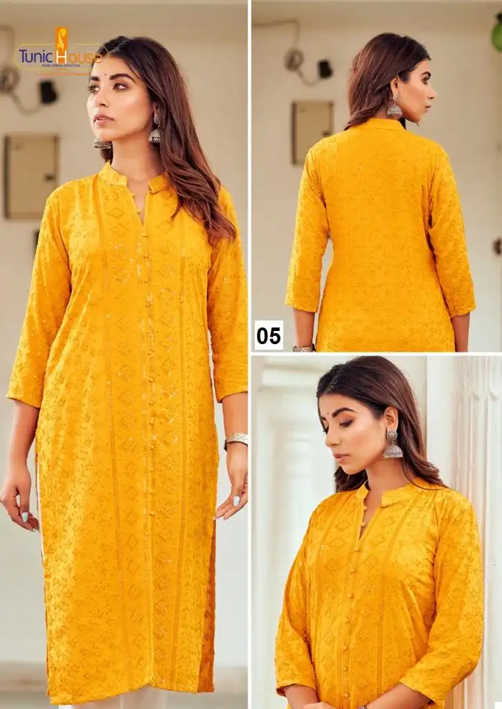 Tunic House 7-Star Viscose Sequins Rayon Wholesale Kurti Catalog — Wholesale Kurtis, MPA wholesale from Surat - Gallery Image 20
