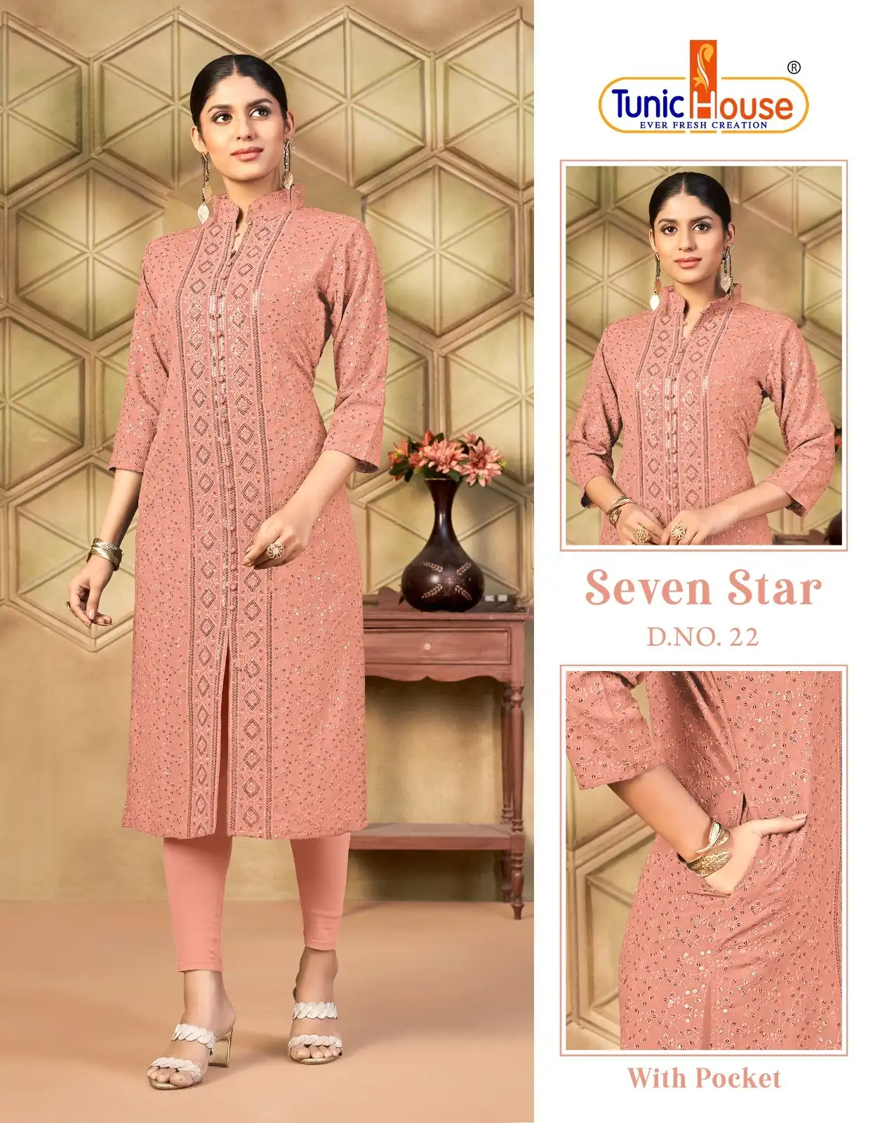 Tunic House 7-Star Viscose Sequins Rayon Wholesale Kurti Catalog — Wholesale Kurtis, MPA wholesale from Surat — view 21