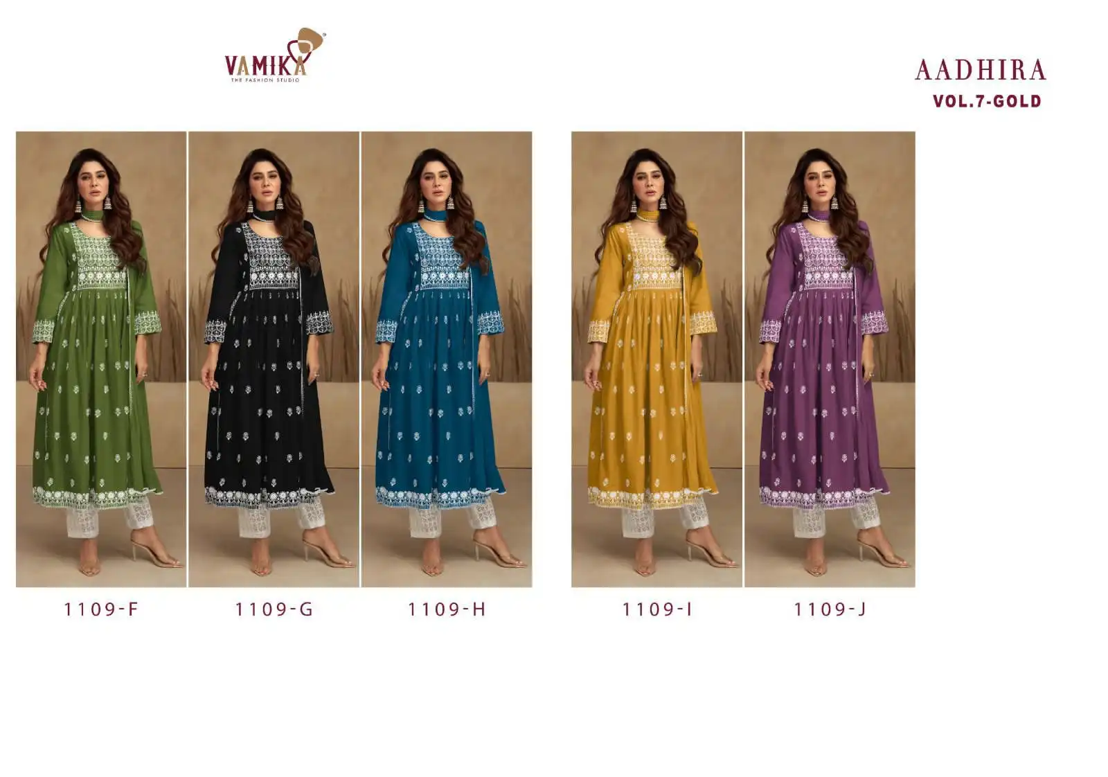 Vamika Aadhira Vol 7 Gold Pure Rayon Viscose Wholesale Designer Readymade Salwar Suit Catalog — Wholesale Salwar Suits, MPA wholesale from Surat — view 6
