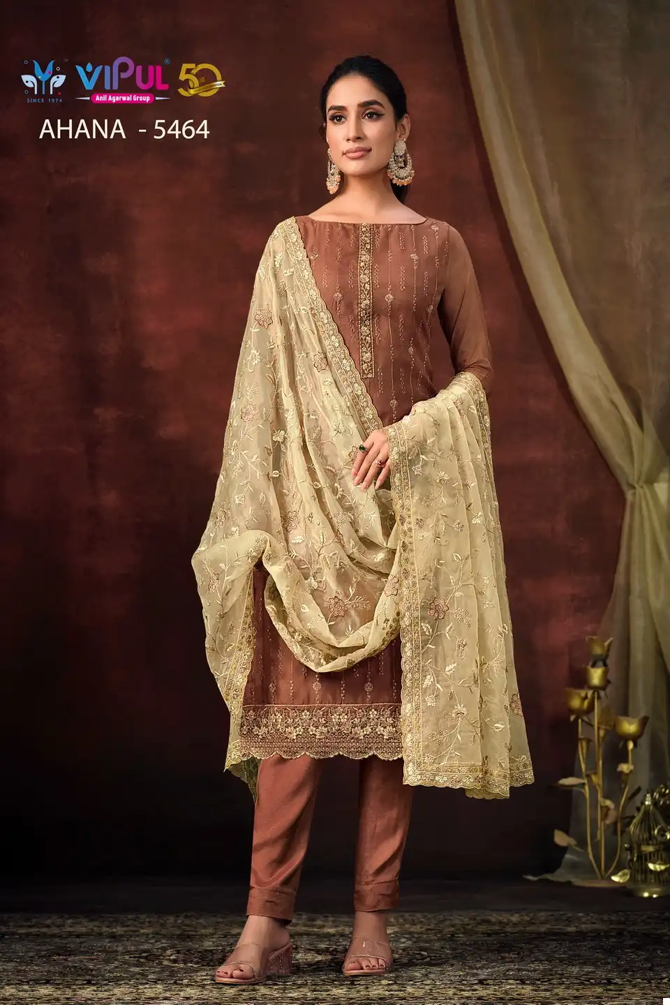 Vipul Ahana Shimmer Organza Wholesale Fancy Salwar Suits Catalog — Wholesale Salwar Suits, MPA wholesale from Surat - Gallery Image 3