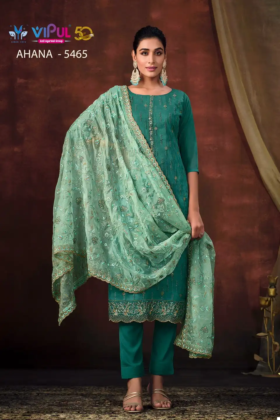 Vipul Ahana Shimmer Organza Wholesale Fancy Salwar Suits Catalog — Wholesale Salwar Suits, MPA wholesale from Surat - Gallery Image 4
