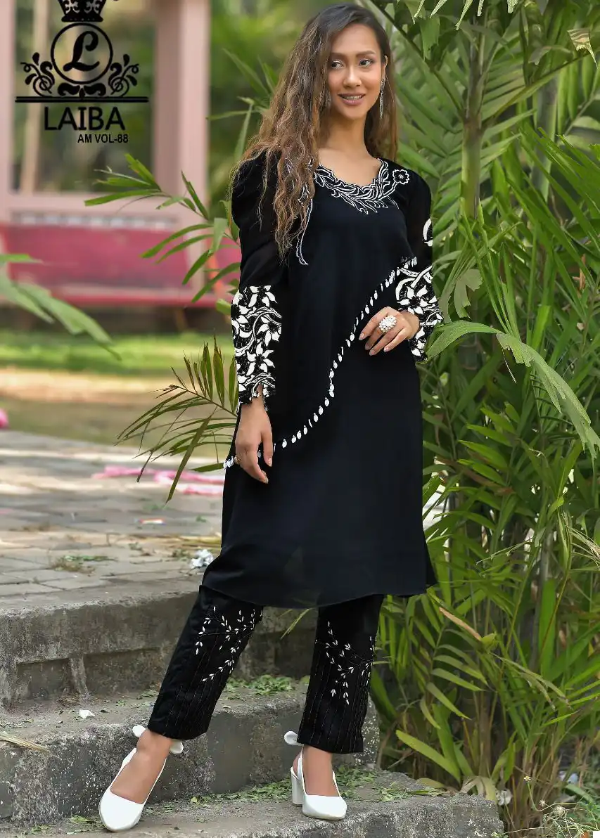 Laiba Am Vol-88 Pure Georgette Wholesale Pakistani Kurti Pant Catalog