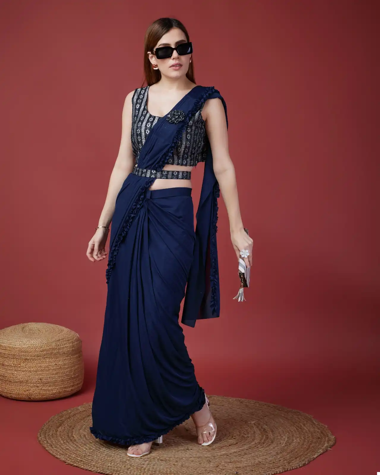 Amoha 101114 Imported Fabric Wholesale Readymade Saree Catalog — Wholesale Sarees, MPA wholesale from Surat - Gallery Image 4