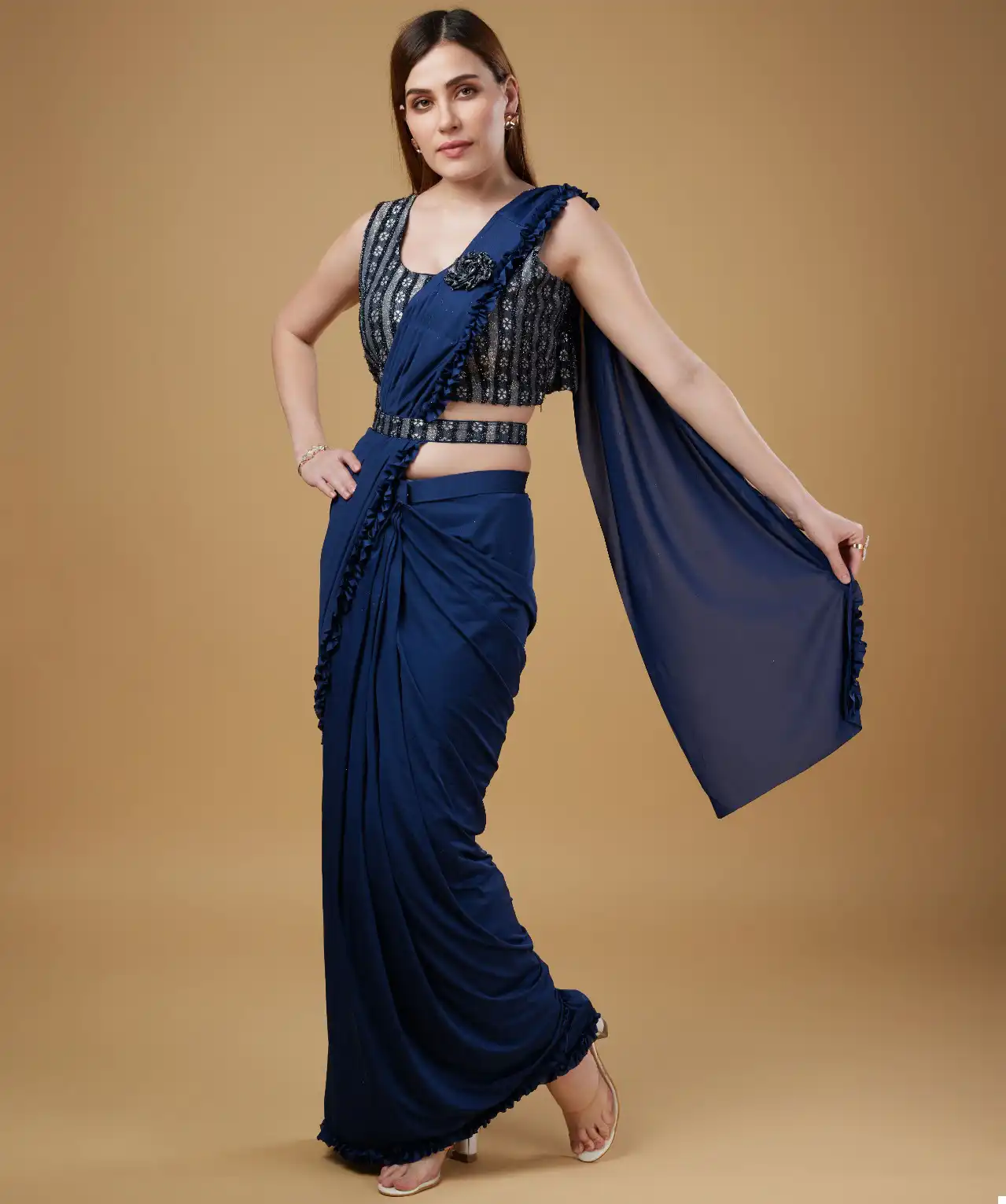 Amoha 101114 Imported Fabric Wholesale Readymade Saree Catalog — Wholesale Sarees, MPA wholesale from Surat — view 1