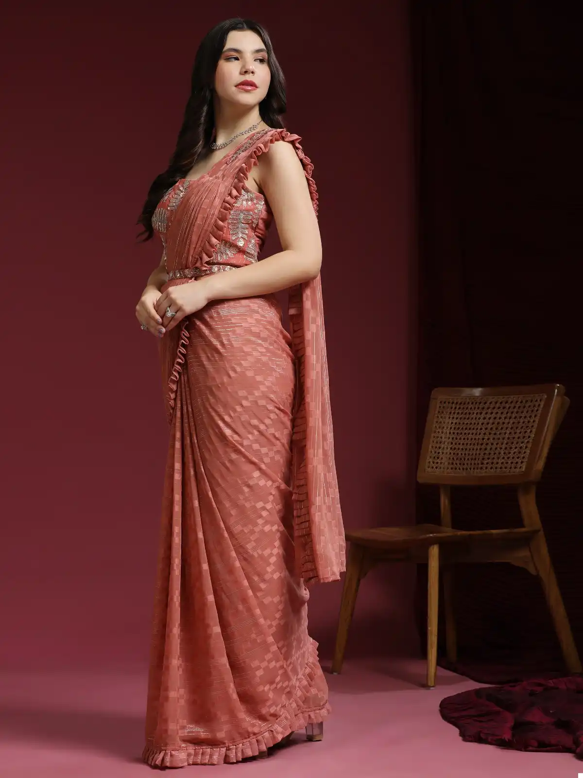 Amoha 275 Jacquard Shimmer Wholesale Readymade Saree Catalog — Wholesale Sarees, MPA wholesale from Surat - Gallery Image 2