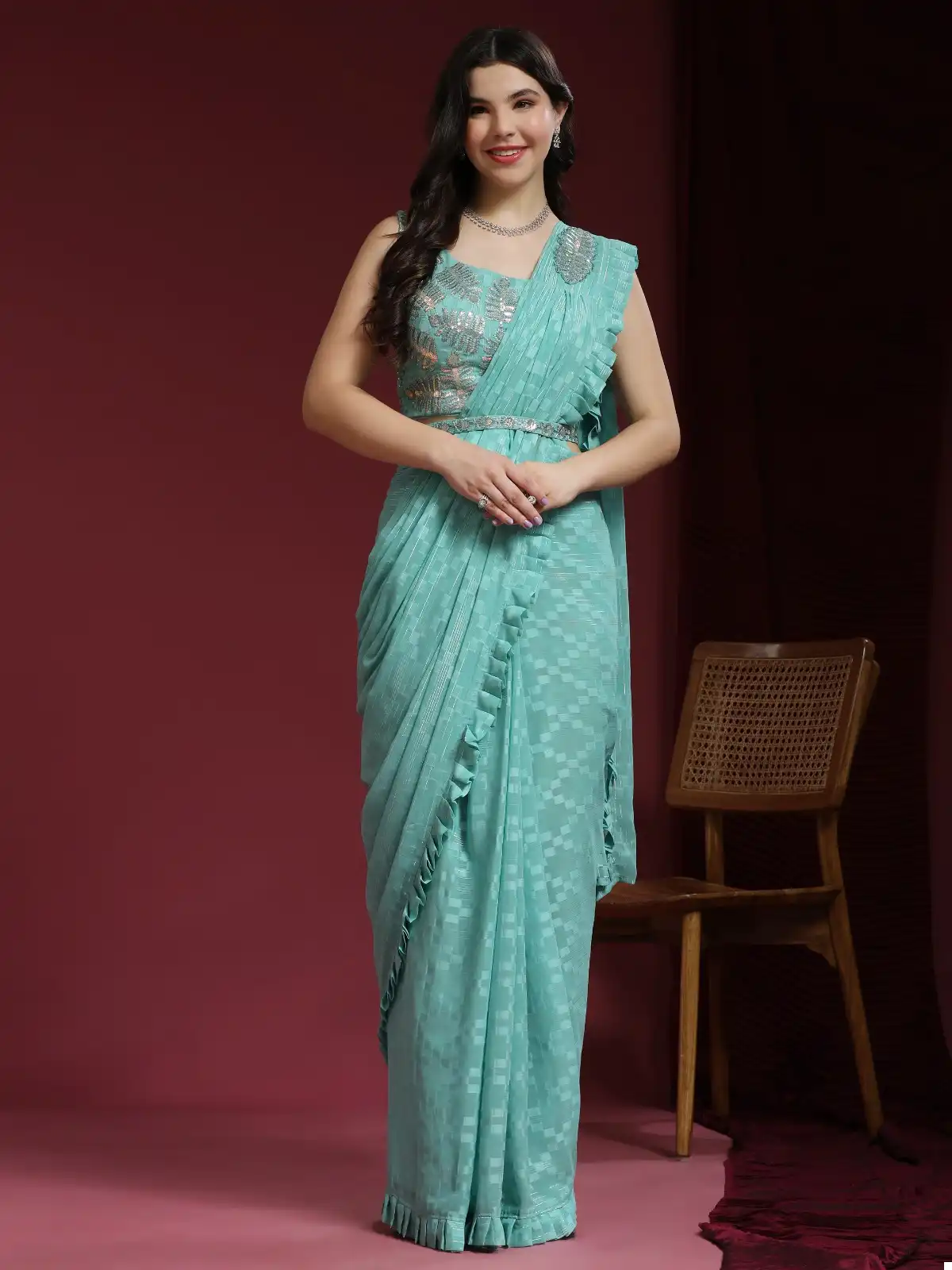 Amoha 275 Jacquard Shimmer Wholesale Readymade Saree Catalog — Wholesale Sarees, MPA wholesale from Surat - Gallery Image 3