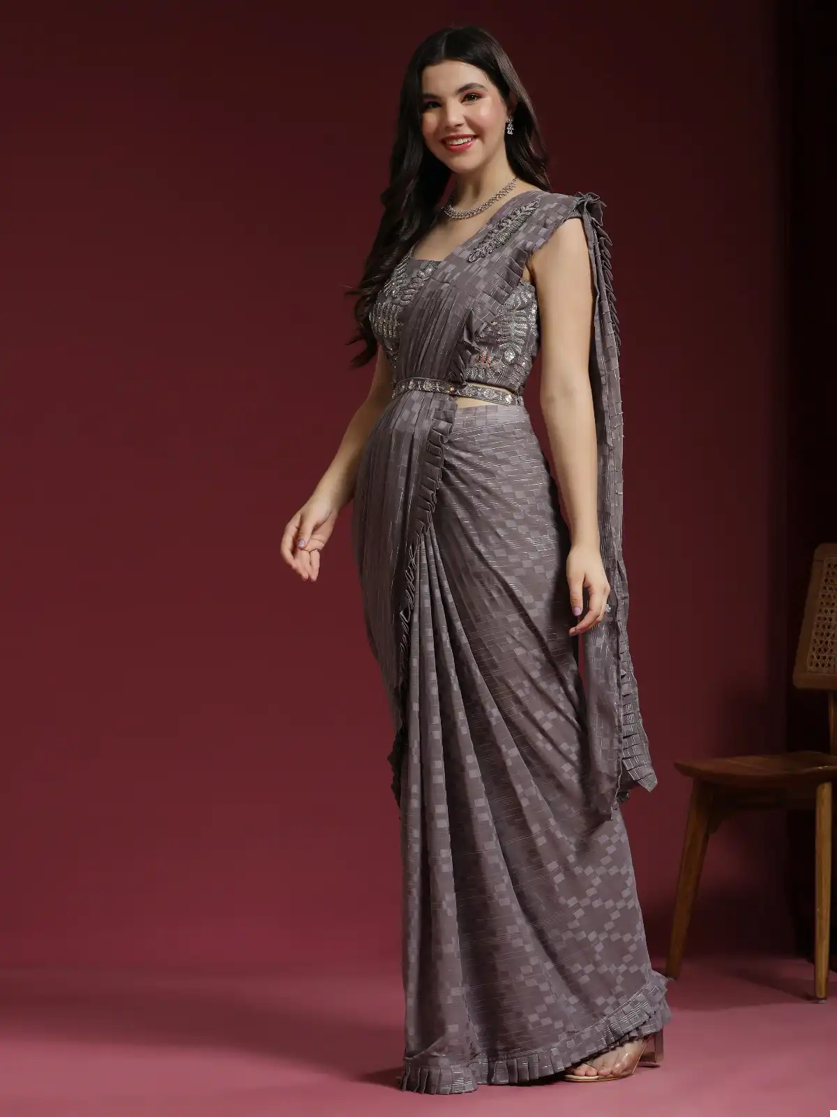 Amoha 275 Jacquard Shimmer Wholesale Readymade Saree Catalog — Wholesale Sarees, MPA wholesale from Surat — view 4