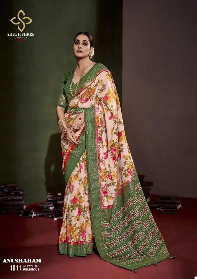 Shubh Shree Nushram 1001 To 1012 Fancy Silk Wholesale Occasion Wear Saree Catalog — Wholesale Sarees, MPA wholesale from Surat - Gallery Image 7
