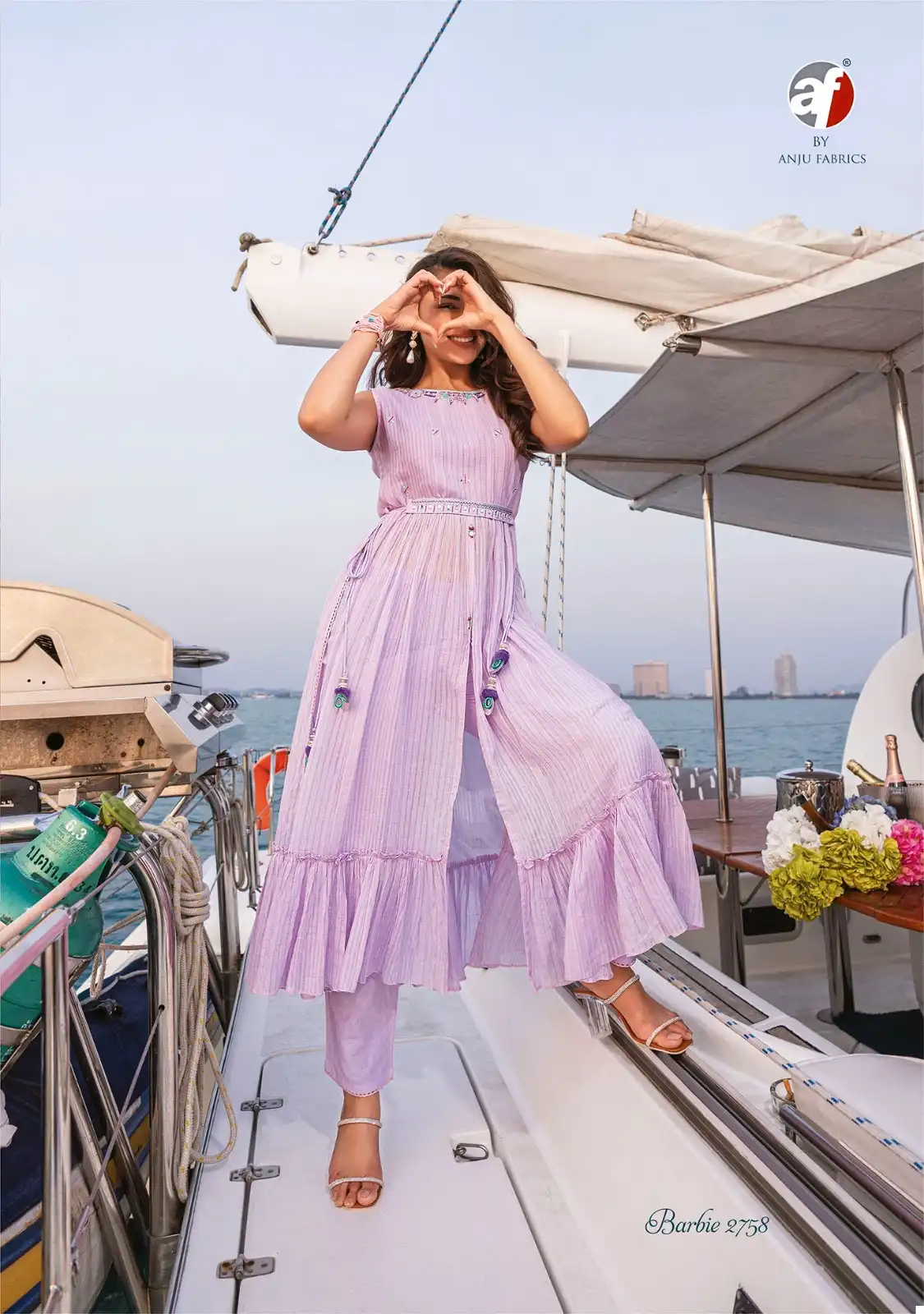 Anju Fabrics Barbie Vol 2 Mal Cotton Wholesale High Slit Kurti With Pant Catalog - Image 8