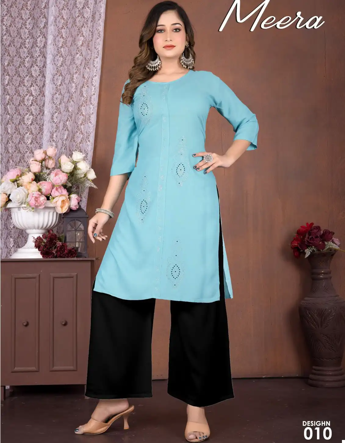 Vardan Ethnic Beauty Queen Meera Rayon Plain Wholesale Kurtis Catalog