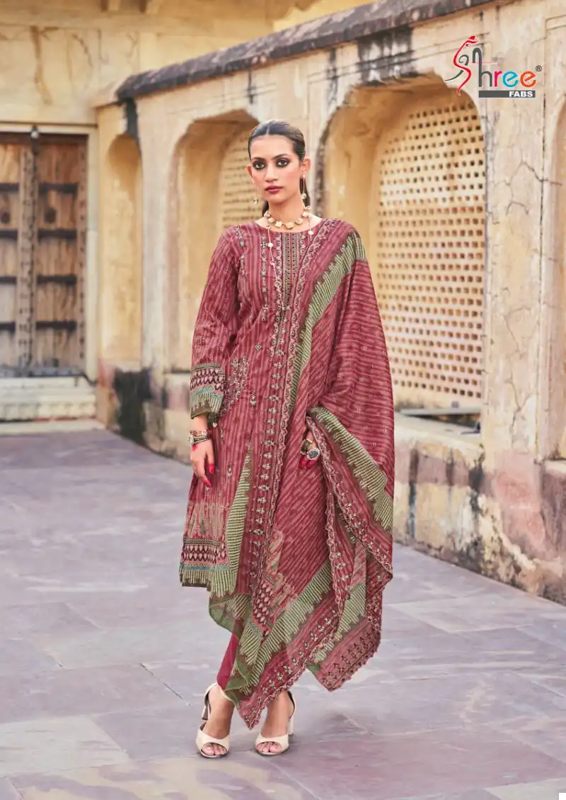 Shree Fabs Bin Saeed Lawn Collection Vol 8 Pure Cotton Lawn Wholesale Pakistani Salwar Suit Catalog - Image 2