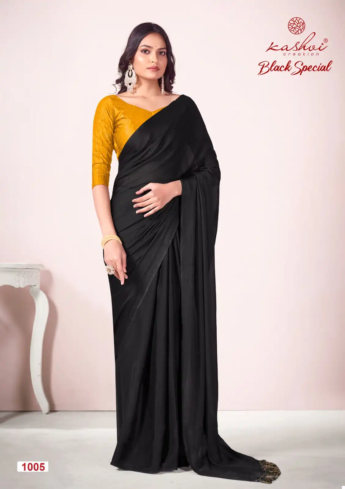 Kashvi Creation Black Special Dull Moss Wholesale Sarees Catalog — Wholesale Sarees, Kashvi Creation wholesale from Surat - Gallery Image 2