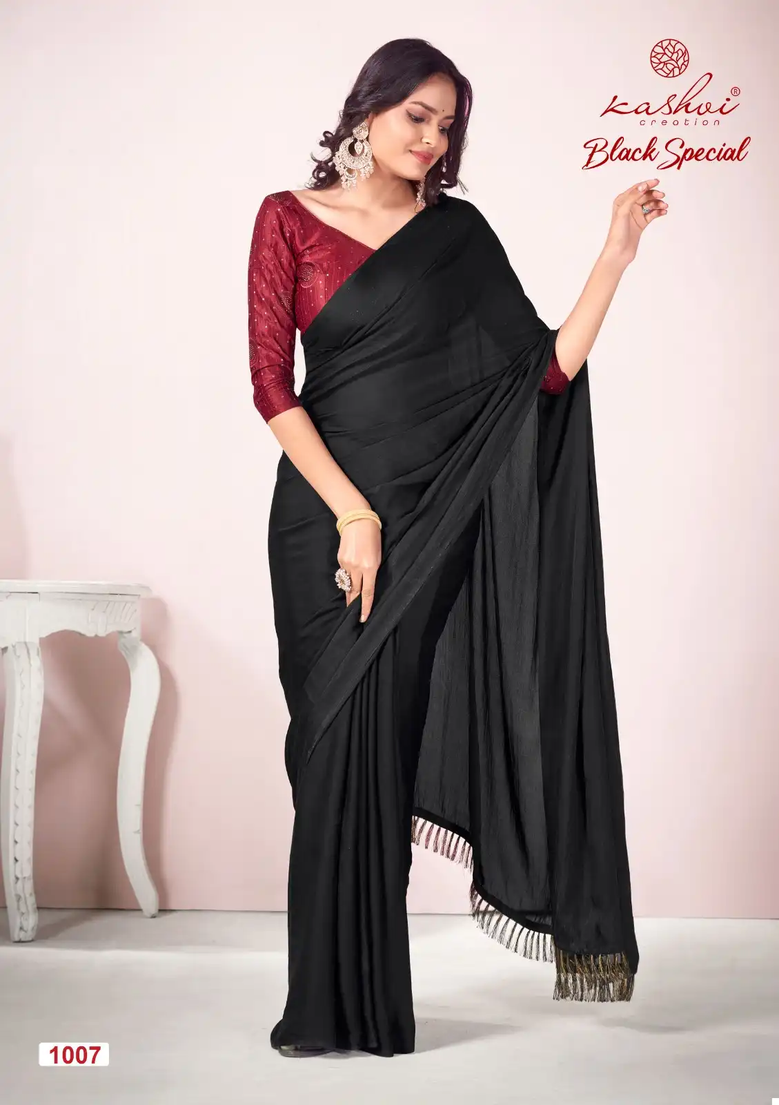 Kashvi Creation Black Special Dull Moss Wholesale Sarees Catalog — Wholesale Sarees, Kashvi Creation wholesale from Surat - Gallery Image 8