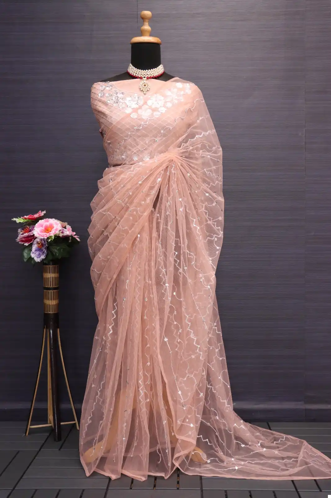 VE BT-357 Heavy Nylone Butterfly Net Wholesale Designer Saree — Wholesale Sarees, MPA wholesale from Surat — view 3