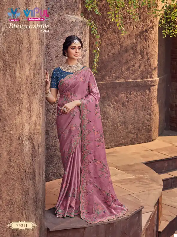 Vipul Fashion Bhagyashree Vol 2 Organza Wholesale Designer Embroidery Sarees Catalog — Wholesale Sarees, MPA wholesale from Surat — view 10