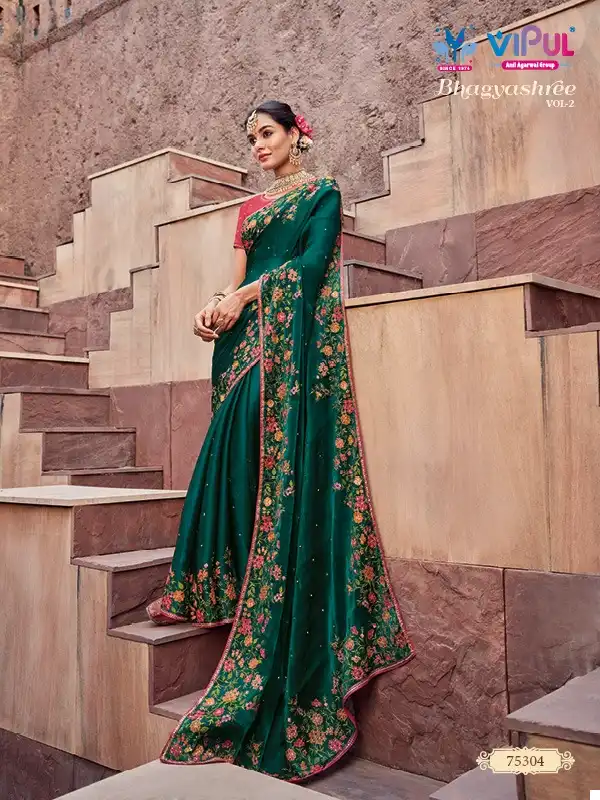 Vipul Fashion Bhagyashree Vol 2 Organza Wholesale Designer Embroidery Sarees Catalog — Wholesale Sarees, MPA wholesale from Surat — view 5