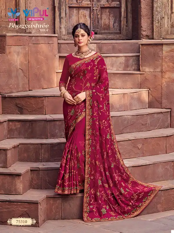 Vipul Fashion Bhagyashree Vol 2 Organza Wholesale Designer Embroidery Sarees Catalog — Wholesale Sarees, MPA wholesale from Surat — view 7