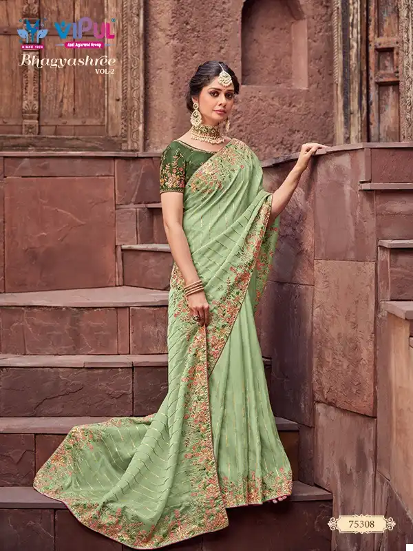 Vipul Fashion Bhagyashree Vol 2 Organza Wholesale Designer Embroidery Sarees Catalog — Wholesale Sarees, MPA wholesale from Surat — view 8