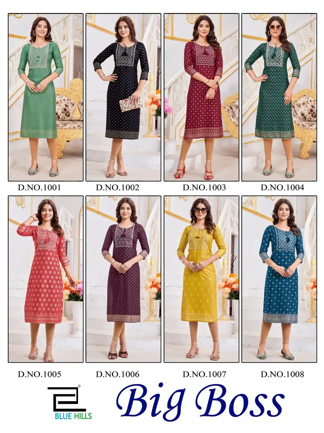 Blue Hills Big Boss Rayon 14Kg Foil Print Wholesale Kurtis Catalog - Image 9