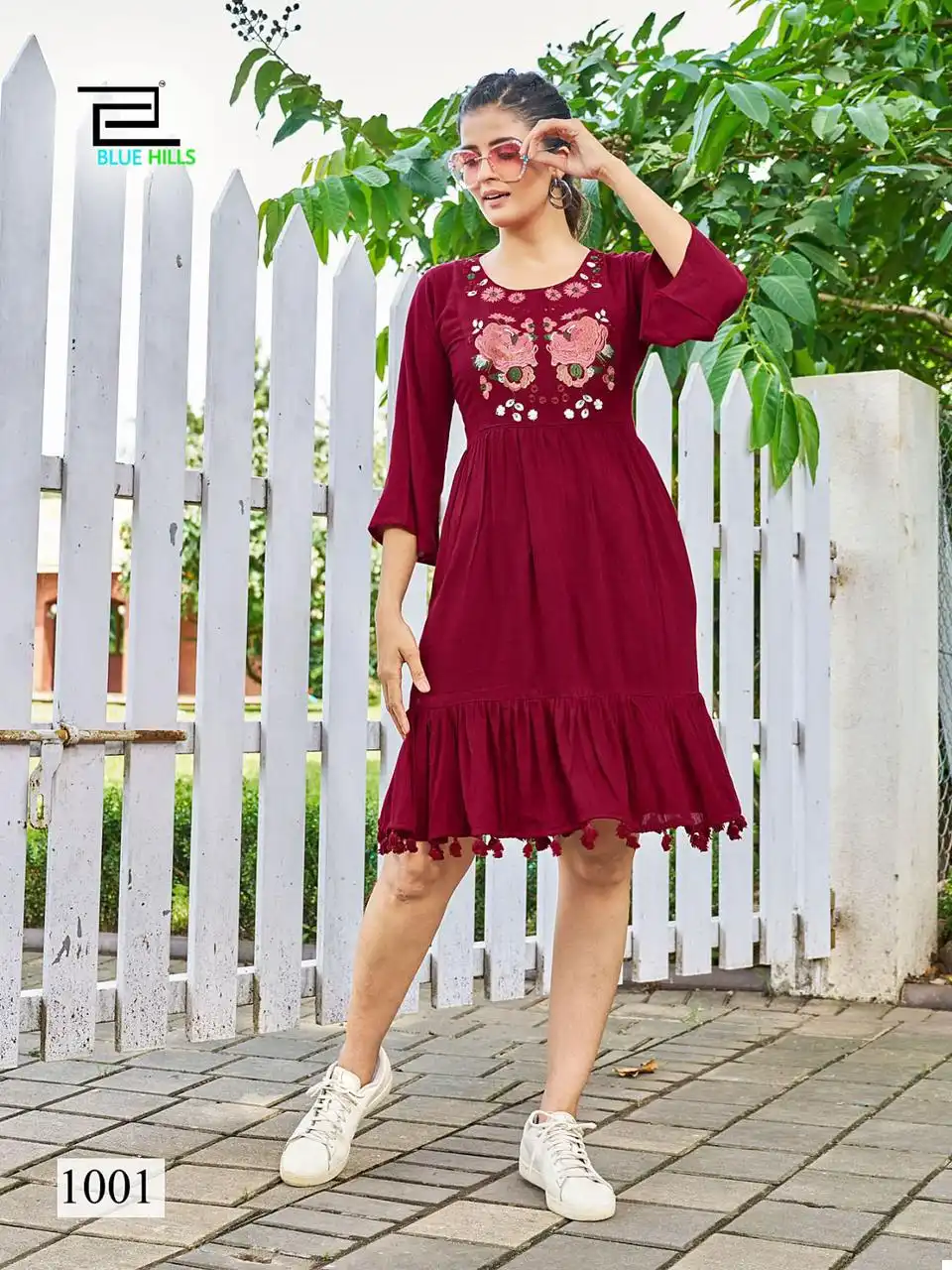 Blue Hills Kiara Wrinkle Rayon Wholesale Kurti Catalog — Wholesale Kurtis, Blue Hills wholesale from Surat — view 3