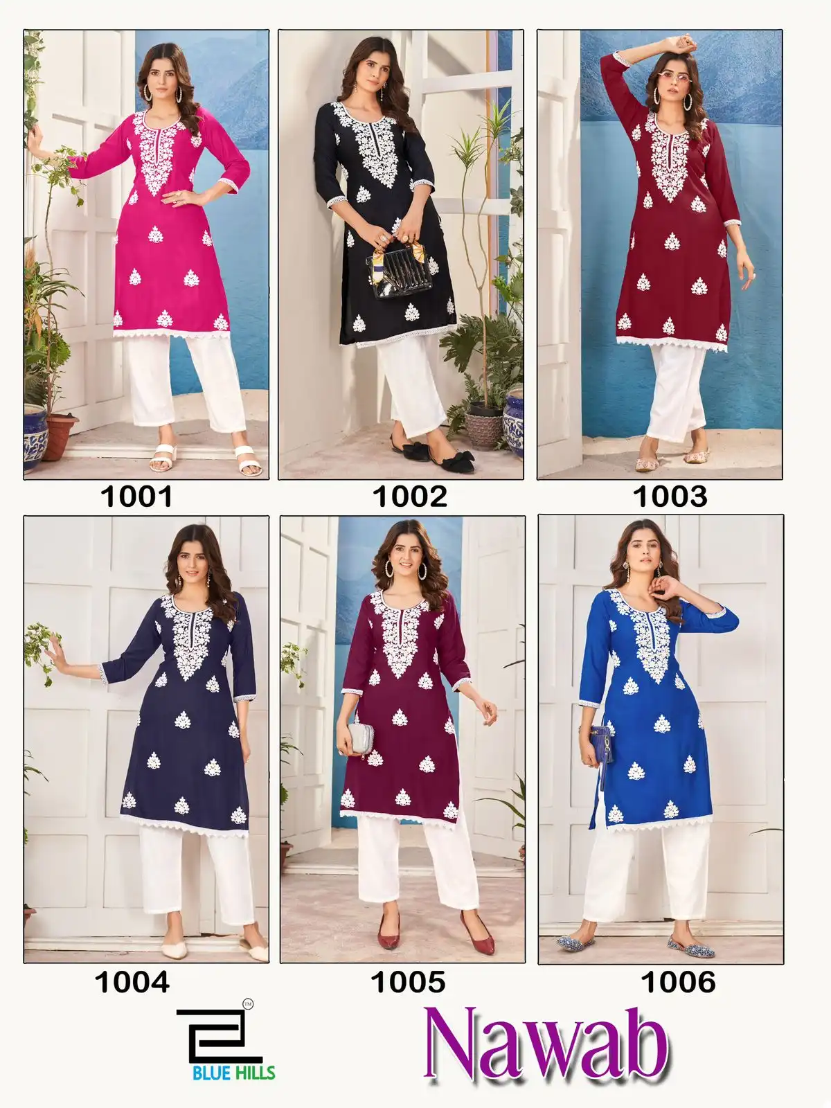 Blue Hills Nawab Rayon Wholesale Designer Fancy Kurtis Catalog — Wholesale Kurtis, Blue Hills wholesale from Surat — view 7
